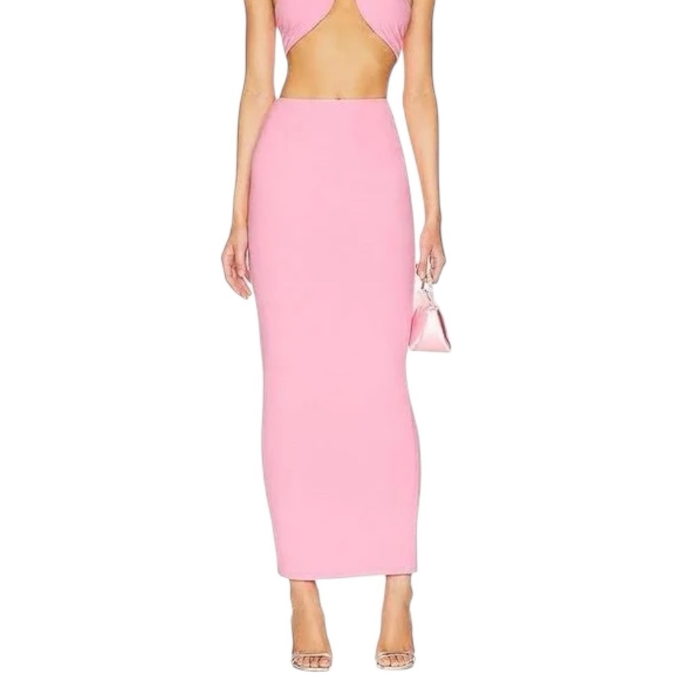 Superdown Maxi Skirt Bodycon Ribbed Bubblegum Pink High Waist Sexy Size Medium
